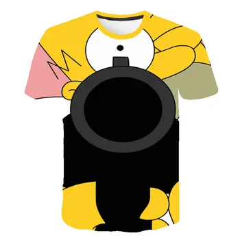 Vyrai T-Shirt Juokinga Homer Simpson Ir jo Sūnus 3D Atspausdintas Šortai Rankovėmis T-shirt Mados Atsitiktinis Viršūnes & Tees Prekės Unisex Drabužiai