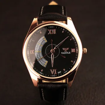 Vyrai, Verslo Žiūrėti 2020 Naujas Stilingas YAZOLE Top Brand Kvarcinis Laikrodis, Odinė Watchband Rose Gold Dial Laikrodis montre homme