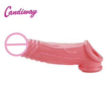 Vyrų Prezervatyvai extender Enlargement,daugkartinio naudojimo Dual gaidys žiedas varpos rankovėmis prezervatyvus, sekso žaislai, didelis dildo realus Suaugusiųjų Intymių