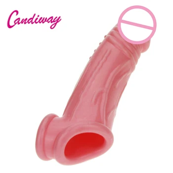 Vyrų Prezervatyvai extender Enlargement,daugkartinio naudojimo Dual gaidys žiedas varpos rankovėmis prezervatyvus, sekso žaislai, didelis dildo realus Suaugusiųjų Intymių