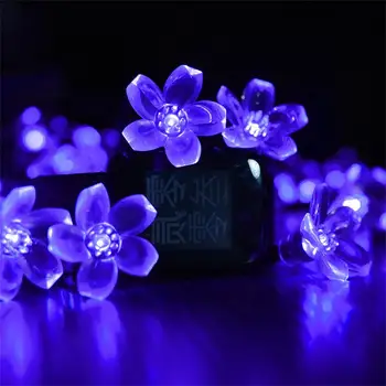 Vyšnių Žiedų Girlianda Baterija LED String Pasakų Žibintai Kristalų Gėlės Patalpų Vestuvių Kalėdų Decors Violetinė