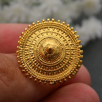 Wando Etiopijos Žiedas Aukso Spalvos apvalios monetos, Žiedai, Moterų Eritrėjos Afrikos Mados Vestuvių Žiedas Artimųjų Rytų Arabų Papuošalai