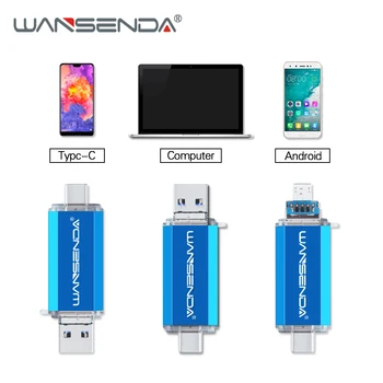 Wansenda 3-in-1 USB Flash Drive USB 3.0 & Type-c & 512 gb Micro USB 256 GB 128GB Pendrive 64GB 32GB OTG Pen Drive, Memory Stick