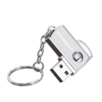 WANSENDA Nerūdijančio Plieno USB Flash Drive Key Chain Pen Drive 8GB 16GB 32GB 64GB 128GB Sukimosi Pendrive USB Atmintinės