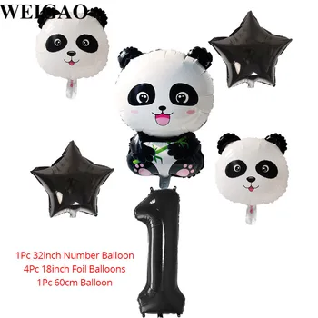 WEIGAO Panda šalies balionai panda Gyvūnų Balionas 32inch Juoda Numerį Kolbų Džiunglių Šalies Vaikams Dovanos Gimtadienio Oro Balionu