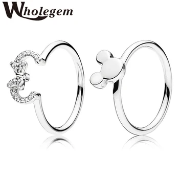 WHOLEGEM 2020 naujas Minnie pop paprastu būdu keista, romantiško žavesio skaidrus cirkonis vestuvių žiedą sužadėtuvių papuošalai