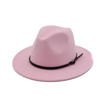 Womail skrybėlę vasarą fedoras Moterų Vilnos Veltinio Outback Skrybėlę Panamos Skrybėlė Platus Kraštų Moterys Diržo Sagtis Fedora Skrybėlę 2020 f27