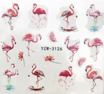 WUF 1 Lapas Nagų Lipdukai Vandens Perdavimo Lipdukas Animacinių filmų Flamingo Mielas Gyvūnų Dizaino Nagų Dailės Slankiklį Manikiūro Apdaila