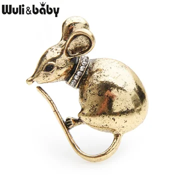 Wuli&baby Retro Aukso Sidabro Spalvos Pelės Sages Moterims Metalų Lydinio Rat Gyvūnų Sagės, Segtukai, Dovanos