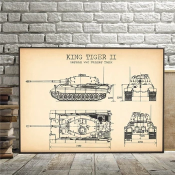 WW2 Bako, Patentų Senovinių Plakatų ir Spausdina vokietijos Bako King Tiger 2 Blueprint Meno Tapybos Drobės Berniukai Dovanos Sienos Meno Dekoro