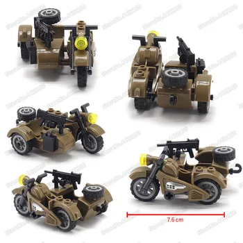 Ww2 Moto Karinės Trijų Raundų Motociklo Ss Vokietijos Įrankių Automobilių Armijos Duomenys Transporto priemonės Christma Dovana Su Kitais Blokai Žaislas