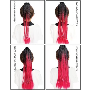 XINRAN 24 colių Rožinės spalvos Vaivorykštė nėrimo nerijos Sintetiniai plaukai surišti į uodegą Nerijos Plaukų Pratęsimo plaukai surišti į uodegą Hairpiece Su Gumos juosta plaukų žiedas