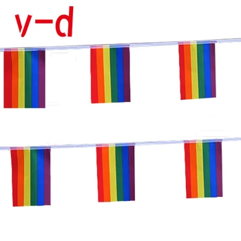 Xvggdg Rainbow eilutę Šaligatvio 20pcs/set Rainbow Taikos Vėliavos Banner LGBT Pride LGBT Vėliava Lesbiečių, Gėjų Paradai string Vėliavas