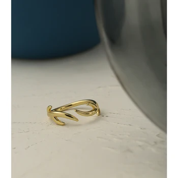 Yhpup Minimalistinio Lapai Atidarymo Žiedas Moterims Vario Papuošalai 14 K Aukso Padengtą Paprasta Piršto Stilingas Žiedas бижутерия для женщин