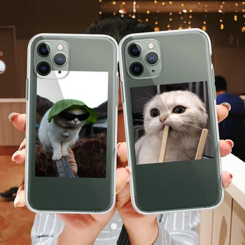 YIKS Mielas Animacinių filmų Katės Telefono dėklas Skirtas iPhone 11 Pro Max 12 Mini 7 SE 2020 X XS XR 8 6Plus Puikus, Skaidrus, Minkštas Silikoninis Dangtelis