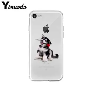 Yinuoda Gyvūnų Vilkas Šuo Haskis Šuniukas TPU Minkštas Aukštos Kokybės Telefono dėklas skirtas Apple iPhone 8 7 6 6S Plus X XS MAX 5 5S SE XR Dangtis
