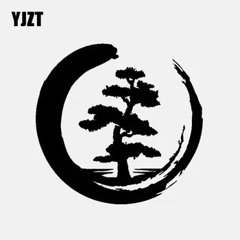 YJZT 16CM*15.4 CM Vinilo Decal Gyvybės Medis Zen Ratas, Budizmas, Joga Automobilių Lipdukai Juoda/Sidabrinė C3-1520