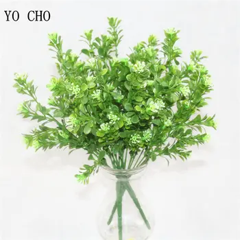 YO CHO Plante Artificielle 7 Šakutės Imitacija, Plastikinės Paparčiai Žolės žali Lapai Padirbtų Augalų Sode Lauko Apdaila