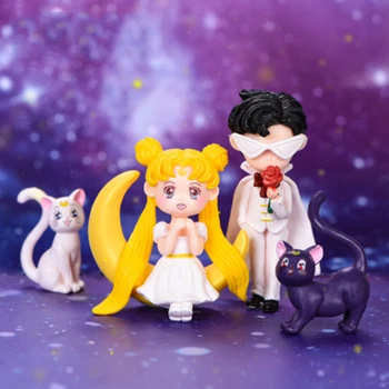 ZOCDOU 1 vnt Anime Katė Sailor Moon Grožio Mergina, Modelis Mažas Statula Statulėlės Amatų Ornamentu Miniatiūros 