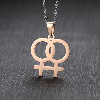 ZORCVENS Veneros Simbolis, Žavesio Moterų Lesbiečių LGBT Karoliai Moterų Pakabukas LES Aukso Sidabro Spalvos Nerūdijančio Plieno Vestuvių Papuošalai