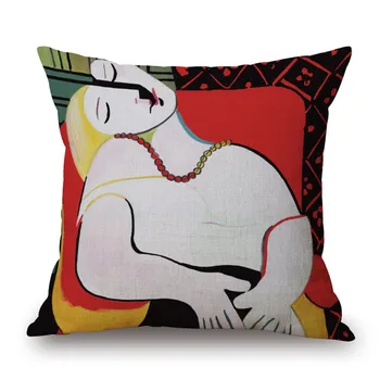 ZXZXOON Garsaus Picasso aliejaus tapybai aikštėje dekoratyvinis mesti pagalvės užvalkalą medvilnės, lino mišinys pagalvėlė padengti sofa namų 45x45cm