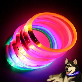 Įkraunamas LED Šunų Antkaklis Naktį Mirksi Šviesos USB Įkrovimo šunelis Mažylis Kaklo Apykaklė Namai ir Sodas, Šunų Reikmenys