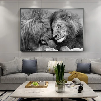 Šiaurės Juodosios Afrikos Liūtai Drobės, Paveikslai Ant Sienų, Menas, Plakatų Ir grafikos Lion Head to Head Art Nuotraukų, Namų Puošybai