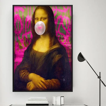 Šiaurės Stiliaus Mona Lisa Balta Kramtomosios Gumos Plakatas Sienos Menas Drobė Spausdina Tapybos Modulinės Nuotraukas Kambarį Šiuolaikinio Namų Dekoro