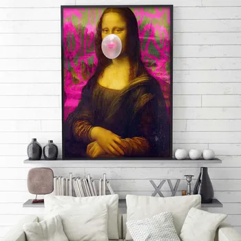 Šiaurės Stiliaus Mona Lisa Balta Kramtomosios Gumos Plakatas Sienos Menas Drobė Spausdina Tapybos Modulinės Nuotraukas Kambarį Šiuolaikinio Namų Dekoro