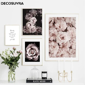 Šiaurės stilius klasikinis rožė, Bijūnas gėlių plakatai ir paveikslai ant sienų, menas spausdinti nuotraukas namuose kambarį apdaila
