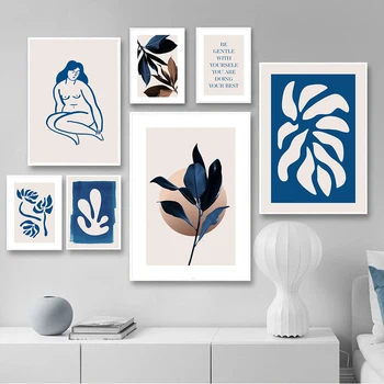Šiaurės Šalių Šiuolaikinės Botanikos Mėlyna Abstrakti Moteris, Paprasta Augalų Paveikslai Tapyba Menas Spausdinti Plakato Nuotrauką Sienos Kambarį Namų Dekoro