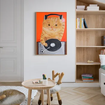 Šiuolaikinės Anotacija Spalvinga Gyvūnų Funny Cat Sienos Paveiksl Šiaurės Plakatų Ir Grafikos Paveikslai Tapyba Kambarį Dekoro