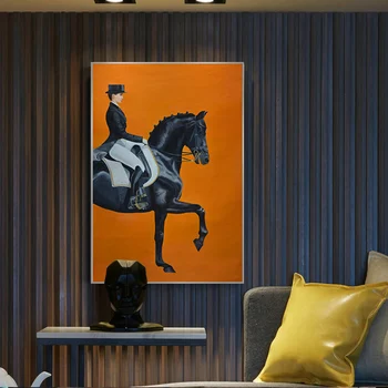 Šiuolaikinės Orange Jodinėjimas Žirgais Nuotraukas Drobė Spausdina Tapybos Sienos Meno Plakatai Kambarį Interjero Biure Namų dekoro