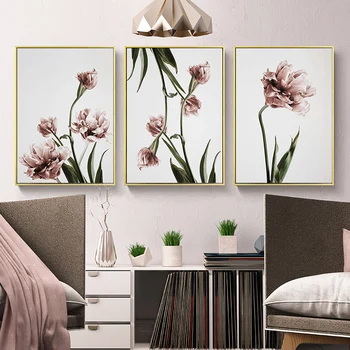 Šiuolaikinės Tulip Gėlių Spaudinių Sienos Menas Drobė Paveikslų, Gėlių Plakatas Skandinavijoje Nuotraukas Gyvenimo Kambario, Miegamasis Namų dekoro