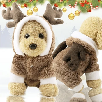 Šunų Drabužius šunelis Kalėdų Žiemos Striukė, Šiltas Storas Mielas Animacinių filmų Mažų Šunų Audinio Kostiumas Suknelė drabužiai Mažylis Kačiukas kostiumas