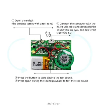 Šviesos Jutiklis Jautrus Klavišas Kontrolės MP3 Garso Jungimo Modulis, skirtas atvirukas su Garsiakalbio Ličio Baterija USB Parsisiųsti