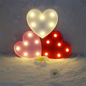 Šviečiantys LED Laišką Naktį Šviesos Kūrybos Širdies Abėcėlės, Skaičių Baterija Lempos Romantiškas Vestuves Valentino Diena Apdaila
