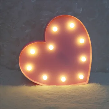 Šviečiantys LED Laišką Naktį Šviesos Kūrybos Širdies Abėcėlės, Skaičių Baterija Lempos Romantiškas Vestuves Valentino Diena Apdaila