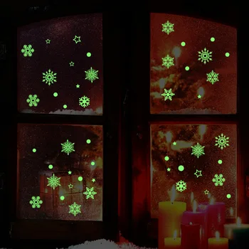 Šviečiančios Snaigės Švyti Tamsoje Kalėdos Langą Lipdukai Kalėdų Pasiūlymai Žiemos Dekoracijos Nuimamas Laimingų Naujųjų Metų Aplinkosaugos ¾enklelis