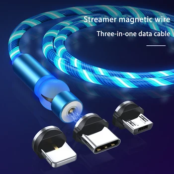 Švyti LED Apšvietimas Greito Įkrovimo Magnetinio USB C Tipo Kabelis Magnetinio Kabelis USB Micro Įkroviklio Kabelį, Laidą skirtą 