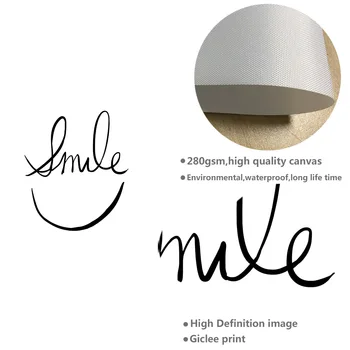 Šypsena Veide Minimalistinio Meno Drobė Plakatas, Tapyba Abstrakčiai Motyvacijos Juoda Balta Nuotrauka Šiuolaikinių Namų Biuro Kambario Dekoro 048
