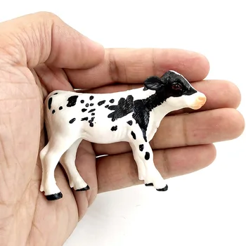 Ūkio naminių paukščių Kawaii Modeliavimas mini pienas, Karvės Galvijų Bulių Blauzdos plastiko Jautis gyvūnų modelio statulėlės žaislas skaičiai namų Dekoro apdaila
