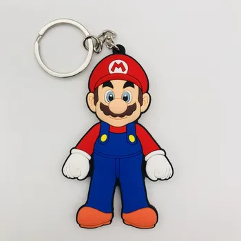 Žaidimas Super Mario Bro PVC Key Chain Luigi Mario Animacinių filmų Skaičius paketų prižiūrėtojų raktinę dvipusės Anime Keychain Vaikas Žaislas Raktų pakabukas Pakabukas Dovana