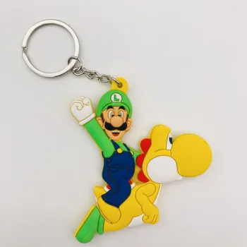 Žaidimas Super Mario Bro PVC Key Chain Luigi Mario Animacinių filmų Skaičius paketų prižiūrėtojų raktinę dvipusės Anime Keychain Vaikas Žaislas Raktų pakabukas Pakabukas Dovana