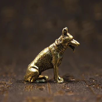 Žalvario Pasisekė Likimo Šunų Namų Puošybai Mažų Ornamentais Mažai Šuniuką, Bronzos Kinijos Desktop Mini Figūrėlės Vario Vilkas Arbatos Augintiniai
