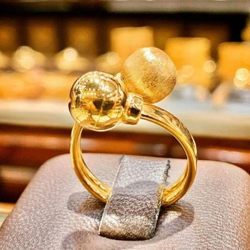 Žiedai Etiopija 24K Kamuolys Apvalus, aukso spalva, Žiedai, Dubajus žiedai moterims Twist Afrikos Turas Šalis vestuvių dovanos Žiedai Hallowe dovana