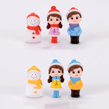 Žiemos Dress Mėgėjams Sniego Berniukas Mergaitė Studendt Žmonių Lėlės Žaislo Modelis Statula Statulėlės Ornamentu Miniatiūros Namų Dekoro