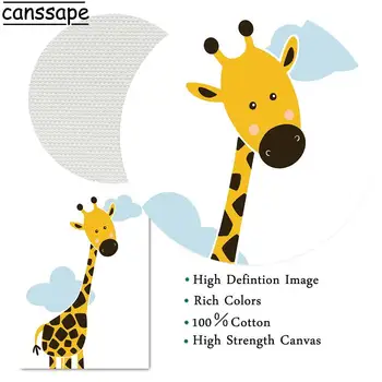 Žirafa, Liūtas Kūdikių Gyvūnų Plakatas Berniuko Užsakymą Pavadinimas Drobė Spausdinti Darželio Sienos Meno Tapybos Šiaurės vaiko Kambarys Nuotrauką, Sienų Dekoras