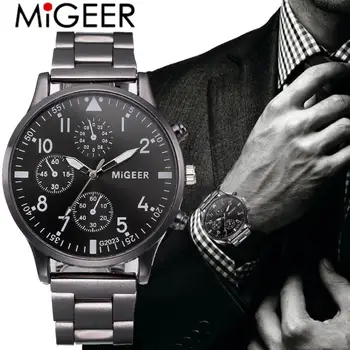 Žiūrėti Vyrų Mados Sporto Karinės Kvarcinis Laikrodis, Mens Watches MIGGER Prekės Prabangos Plieno Verslo Vandeniui Žiūrėti Relogio #D