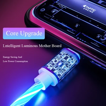 Žėrintis Kabelis Mobiliųjų Telefonų Įkrovimo Kabeliai, LED, šviesos, Micro USB C Tipo Kroviklis, skirtas 
